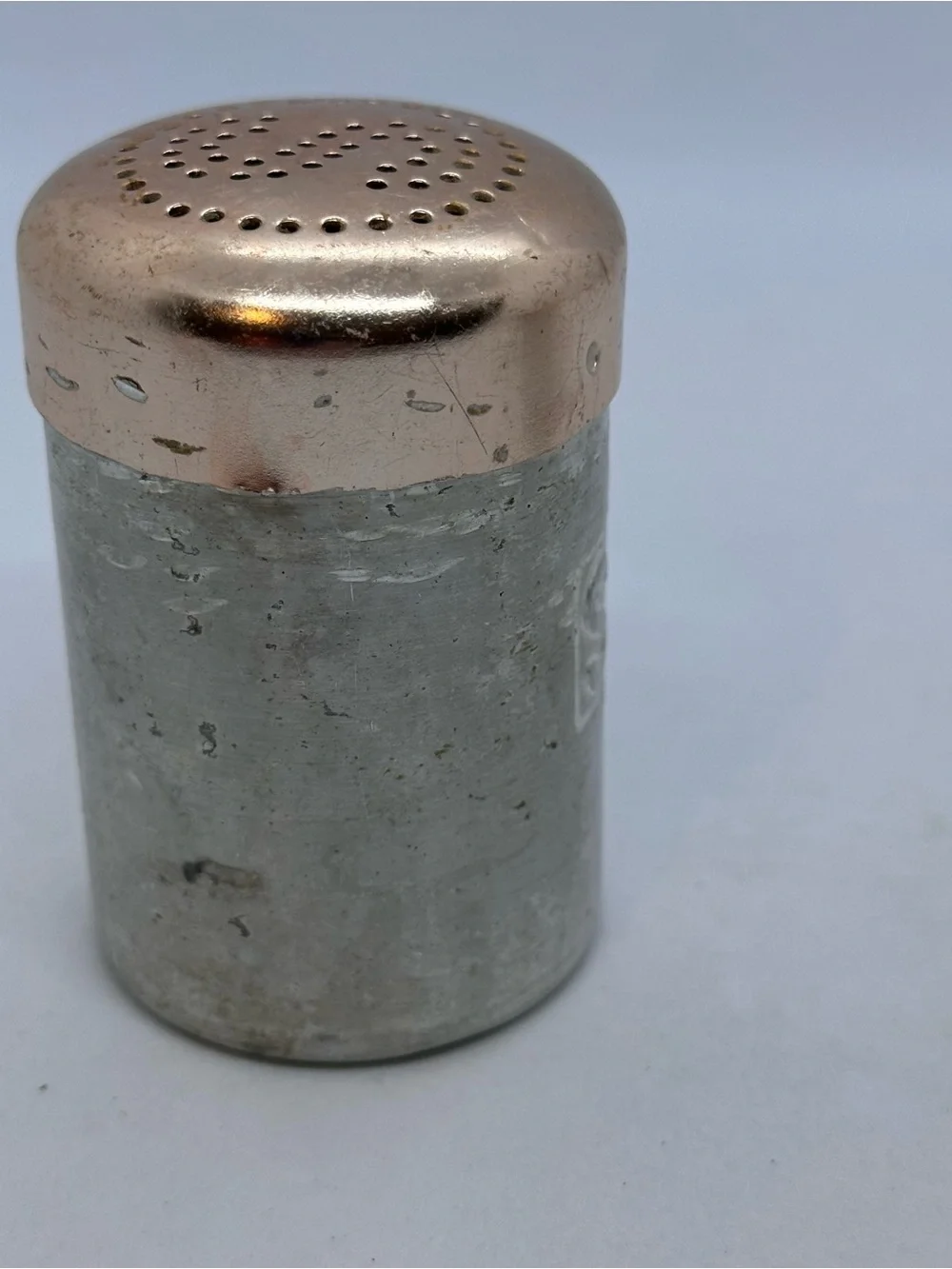 Vintage Spun  Aluminum Salt and Pepper Shakers with Copper-tone Lids Hong Kong